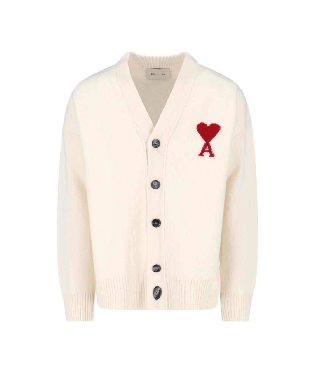 Ami Paris Белый шерстяной кардиган, фото 4
