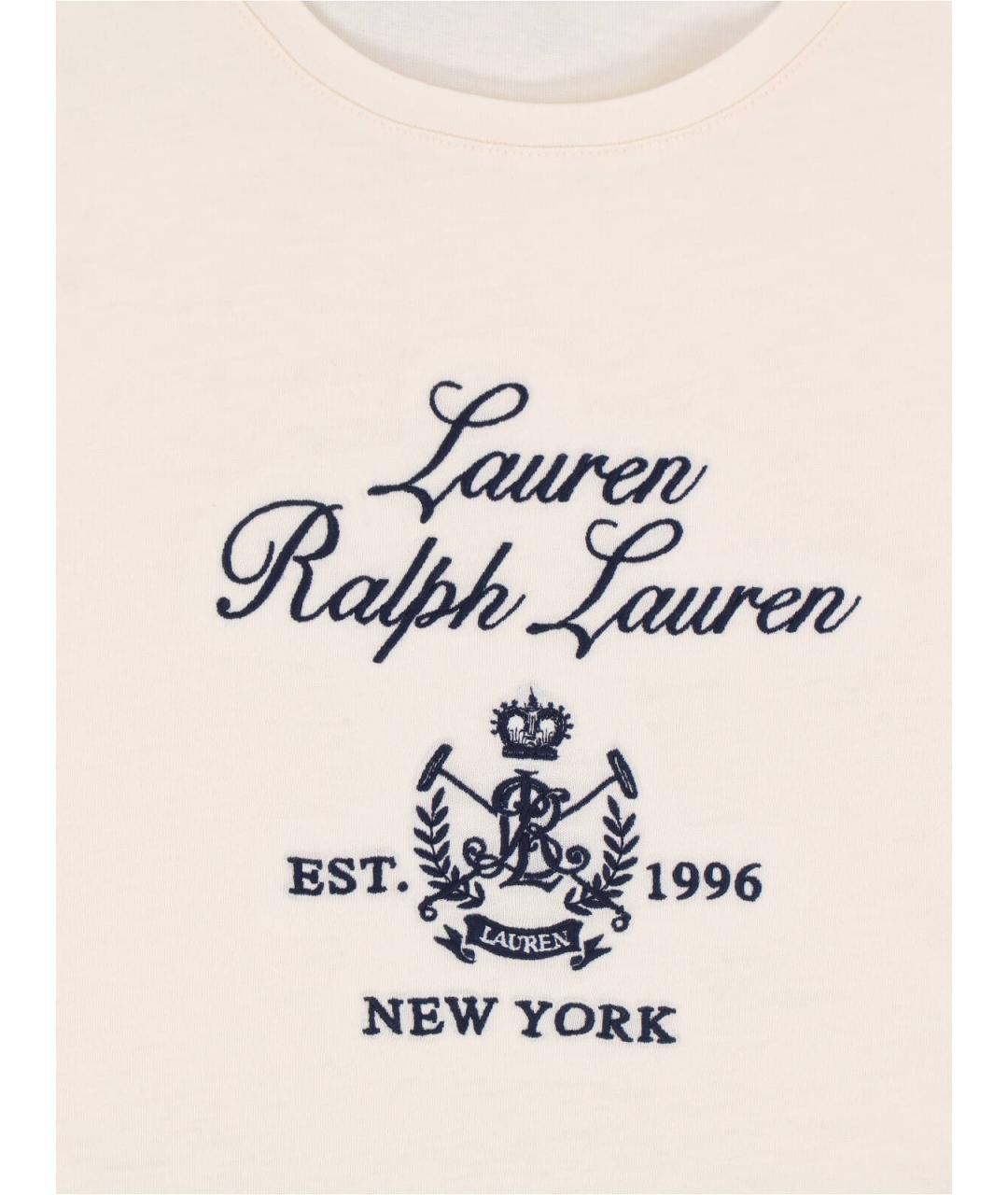 RALPH LAUREN Белая хлопковая футболка, фото 3