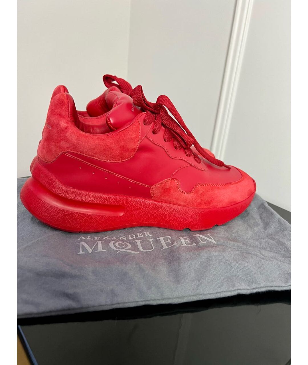 ALEXANDER MCQUEEN Красные кожаные кроссовки, фото 3