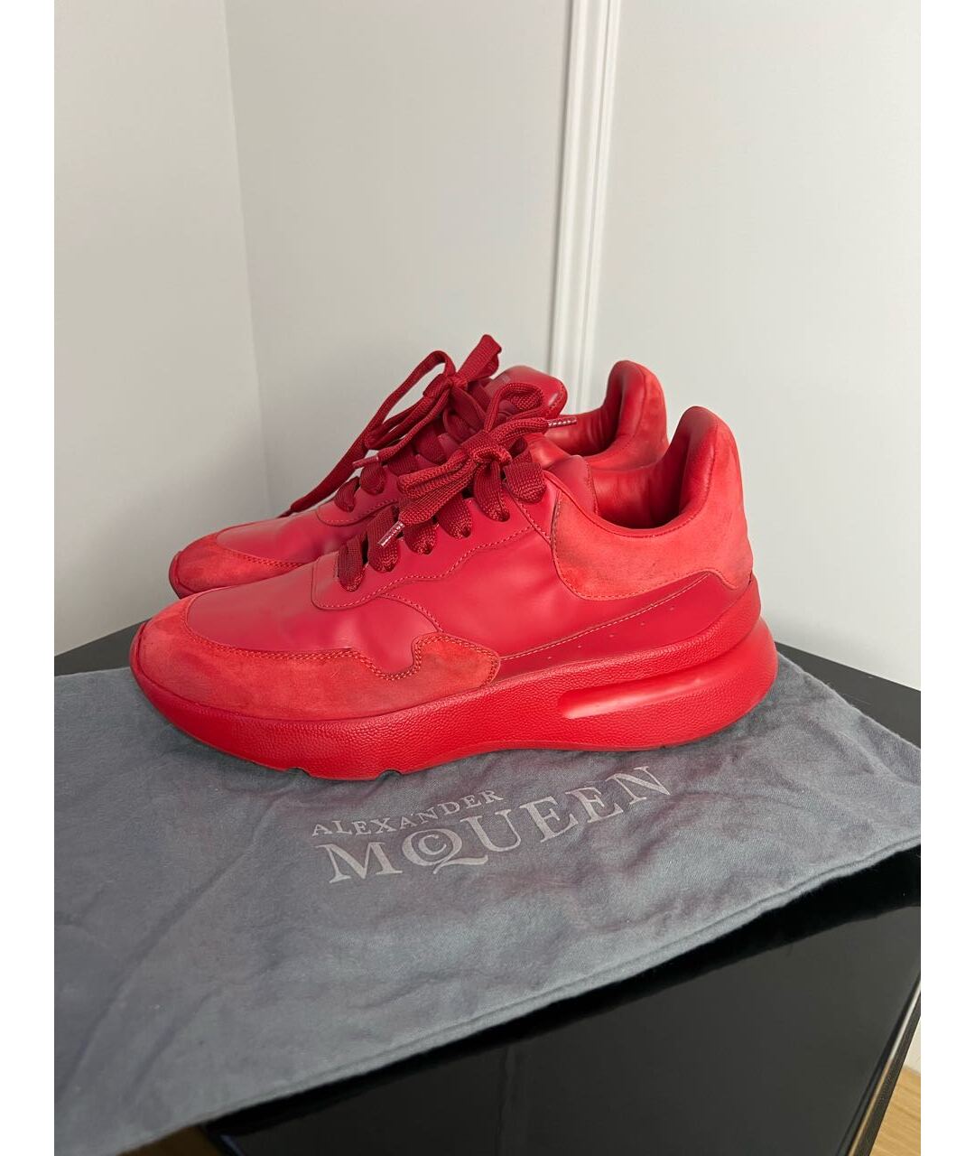 ALEXANDER MCQUEEN Красные кожаные кроссовки, фото 5