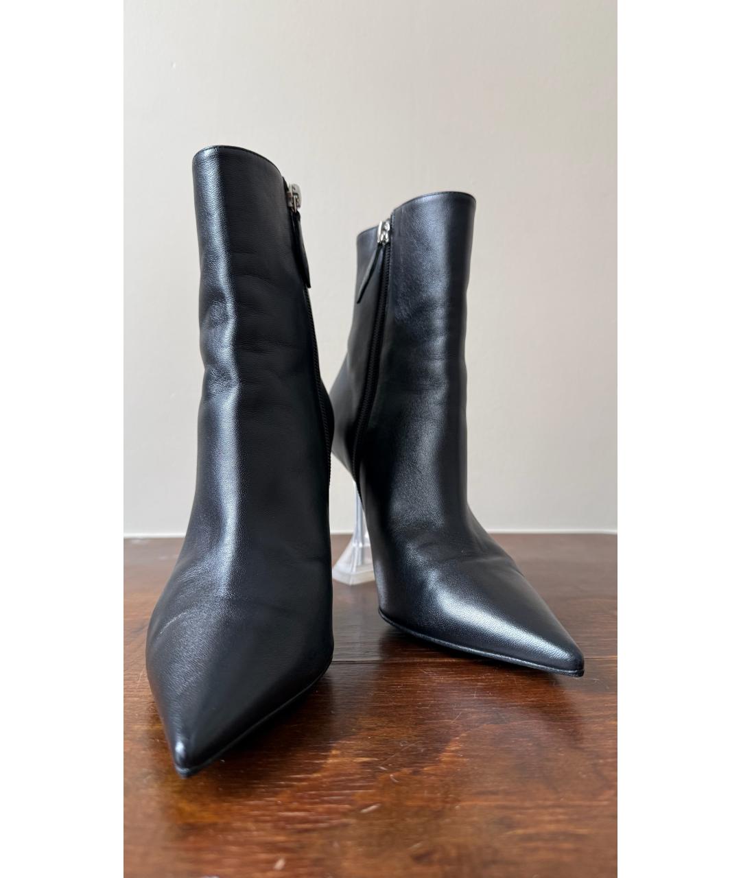 Amina Muaddi Черные кожаные ботильоны, фото 2