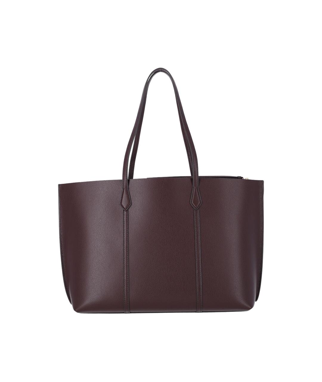 TORY BURCH Бордовая кожаная сумка тоут, фото 3