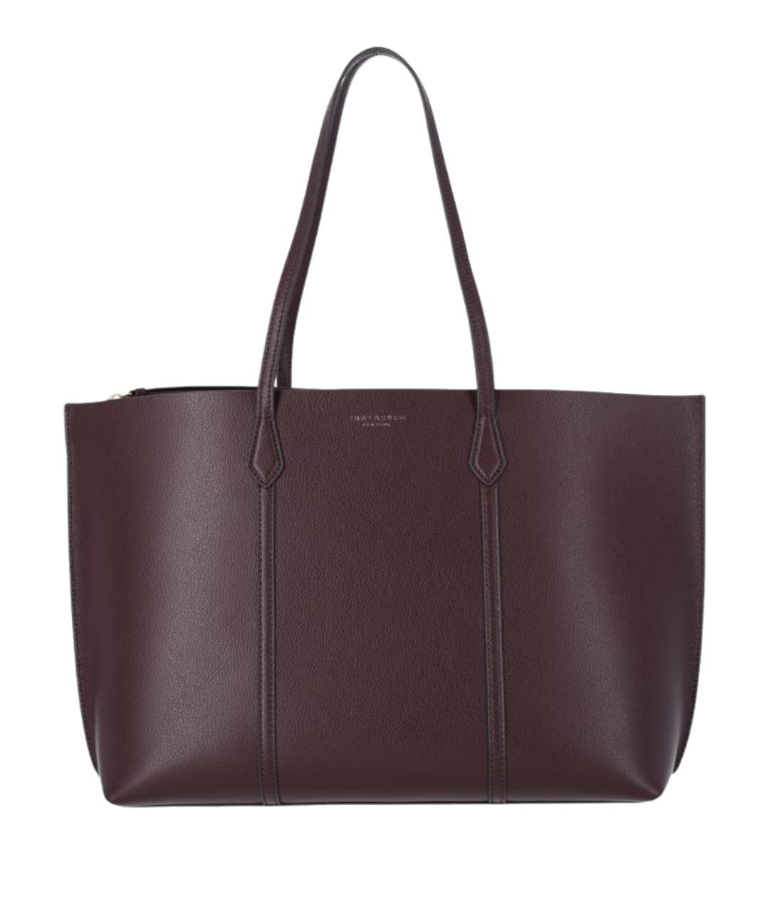 TORY BURCH Бордовая кожаная сумка тоут, фото 1