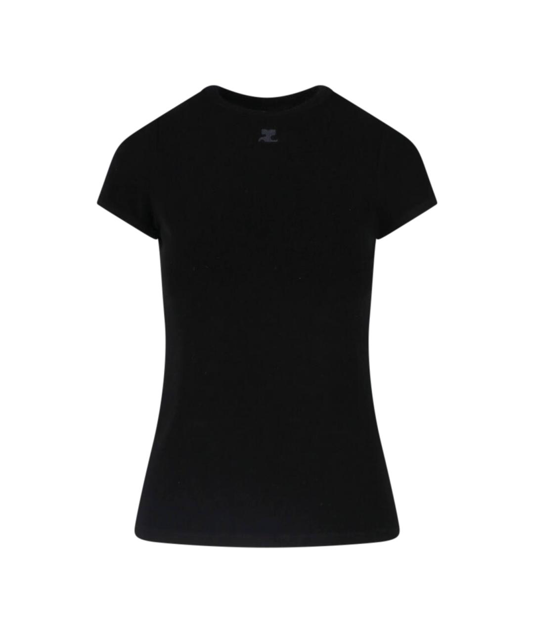 COURREGES Черная вискозная футболка, фото 1