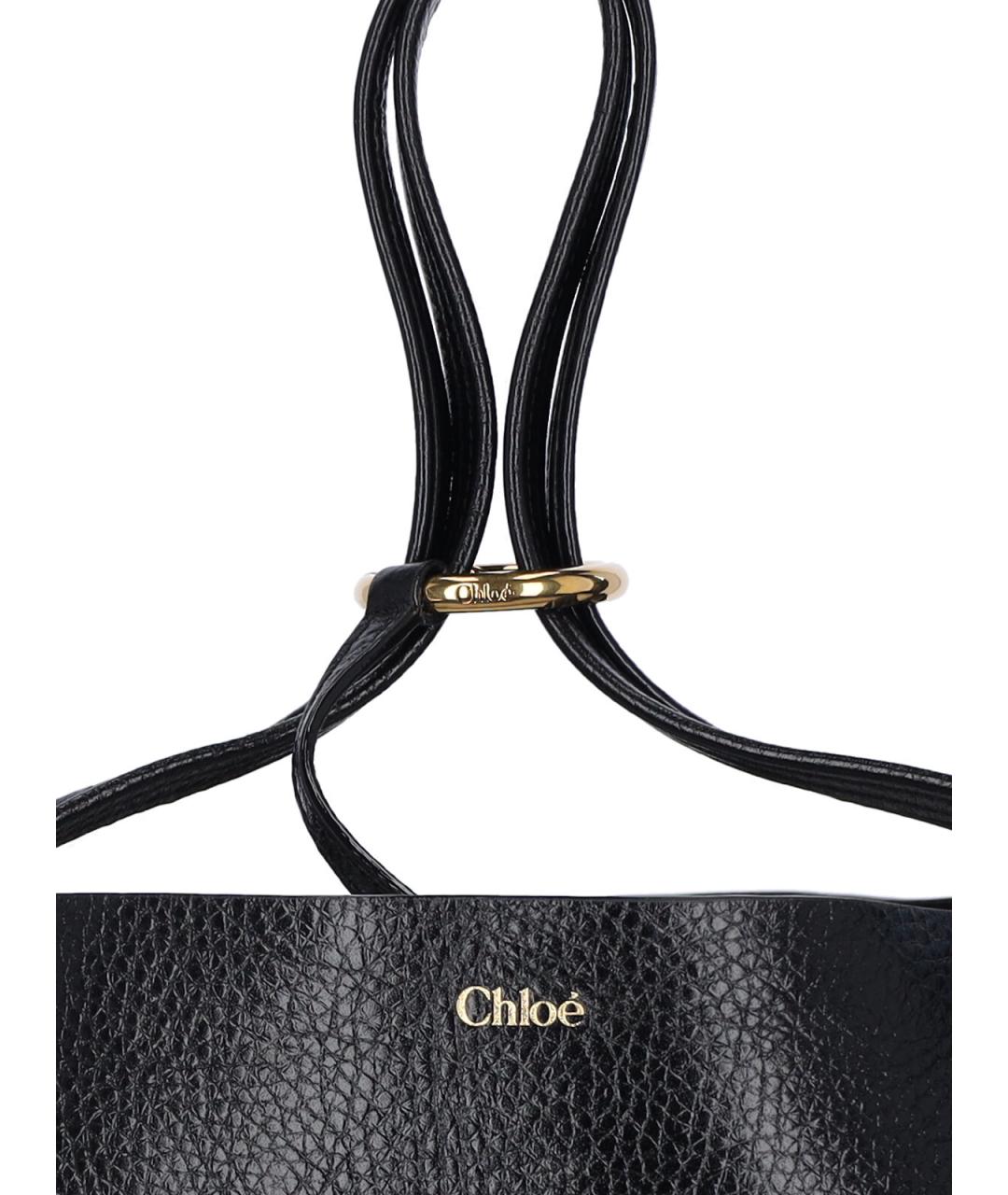 CHLOE Черная кожаная сумка тоут, фото 7