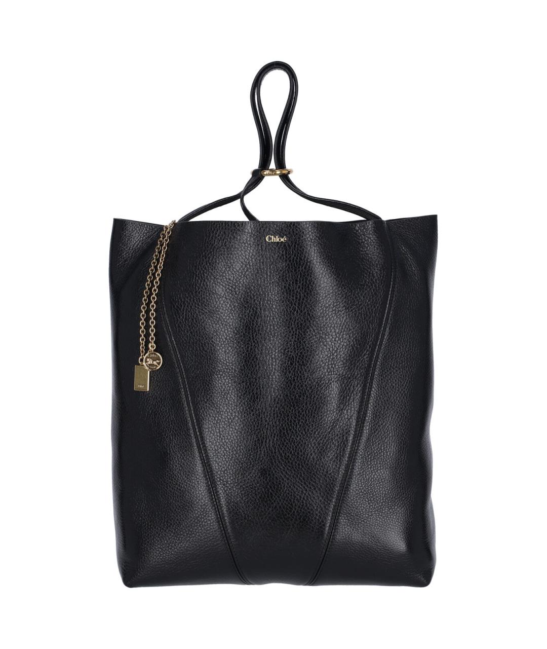 CHLOE Черная кожаная сумка тоут, фото 2