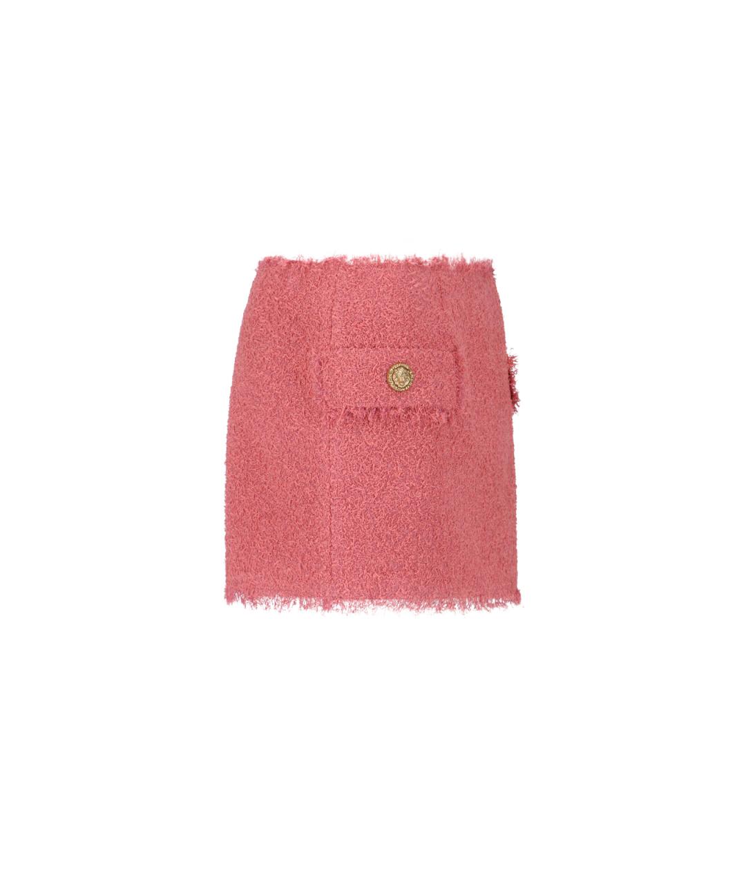 BALMAIN Розовая шерстяная юбка мини, фото 3