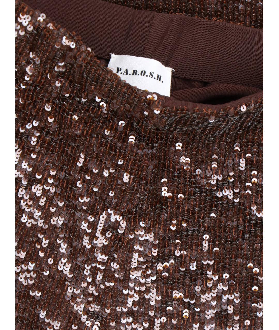 P.A.R.O.S.H. Коричневые полиамидовые прямые брюки, фото 5