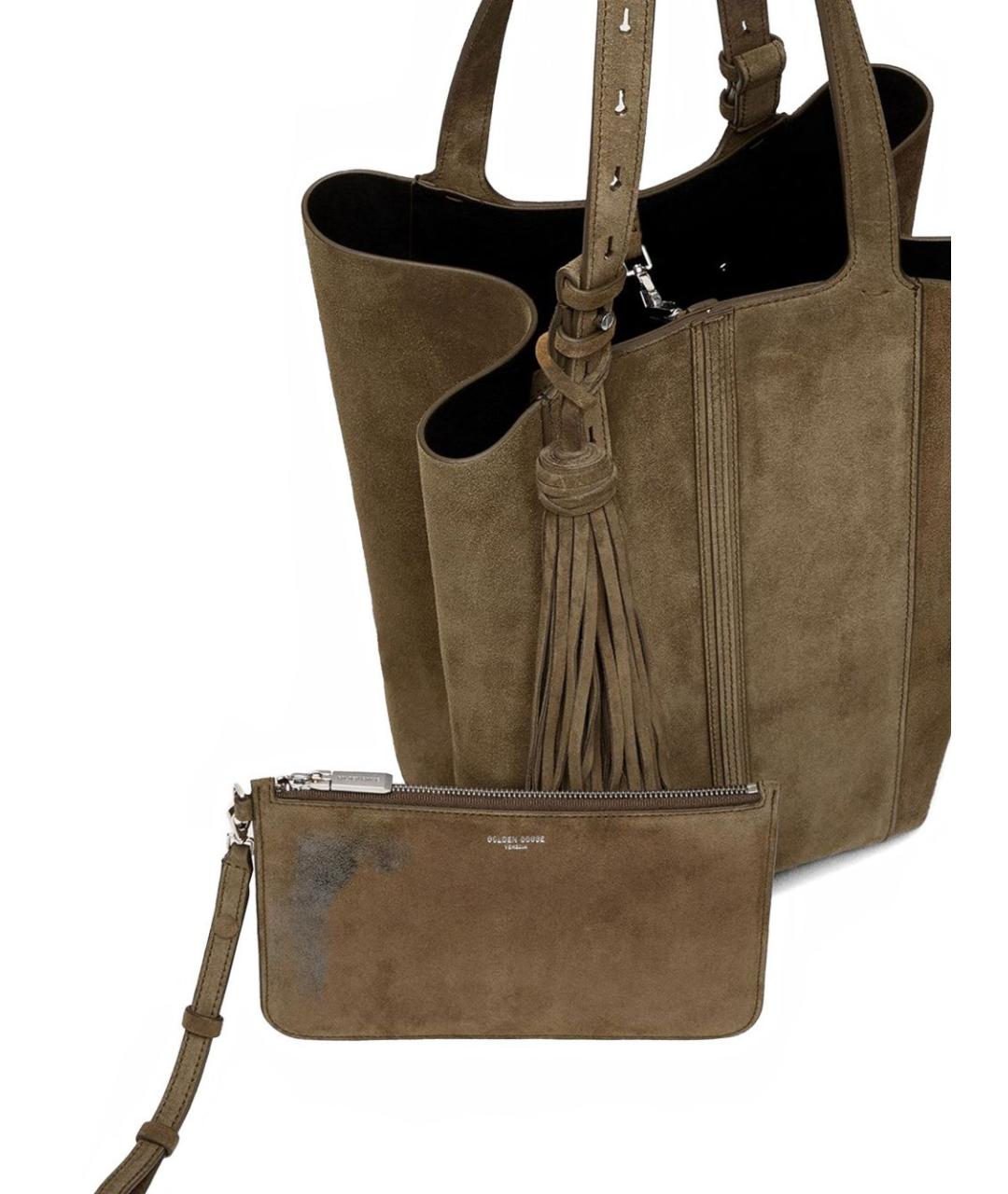 GOLDEN GOOSE DELUXE BRAND Хаки замшевая сумка тоут, фото 4
