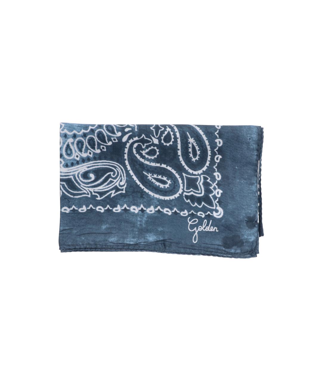 GOLDEN GOOSE DELUXE BRAND Синий шелковый шарф, фото 1