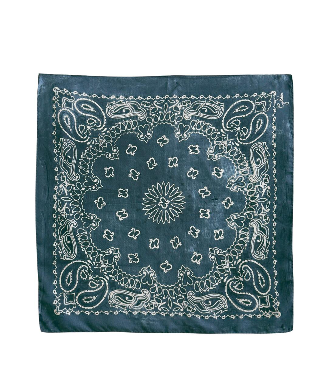 GOLDEN GOOSE DELUXE BRAND Синий шелковый шарф, фото 3