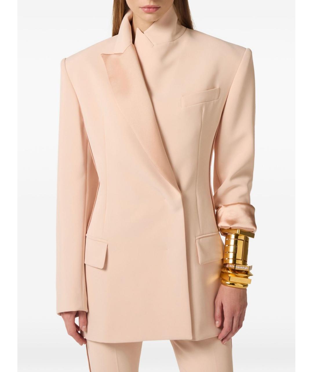 ELISABETTA FRANCHI Бежевый полиэстеровый жакет/пиджак, фото 2
