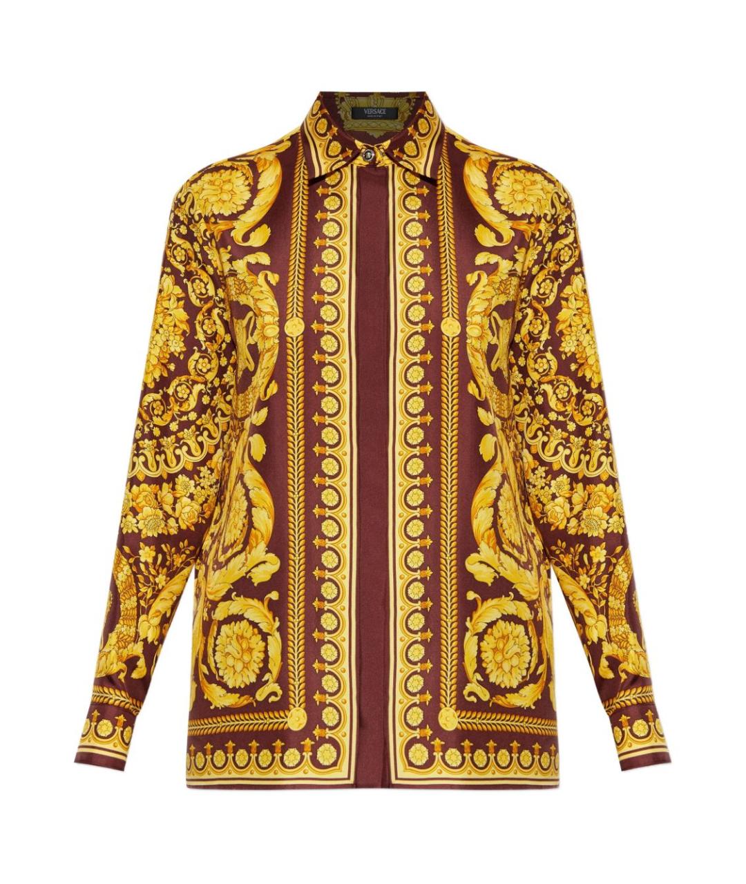 VERSACE Коричневая шелковая рубашка, фото 1