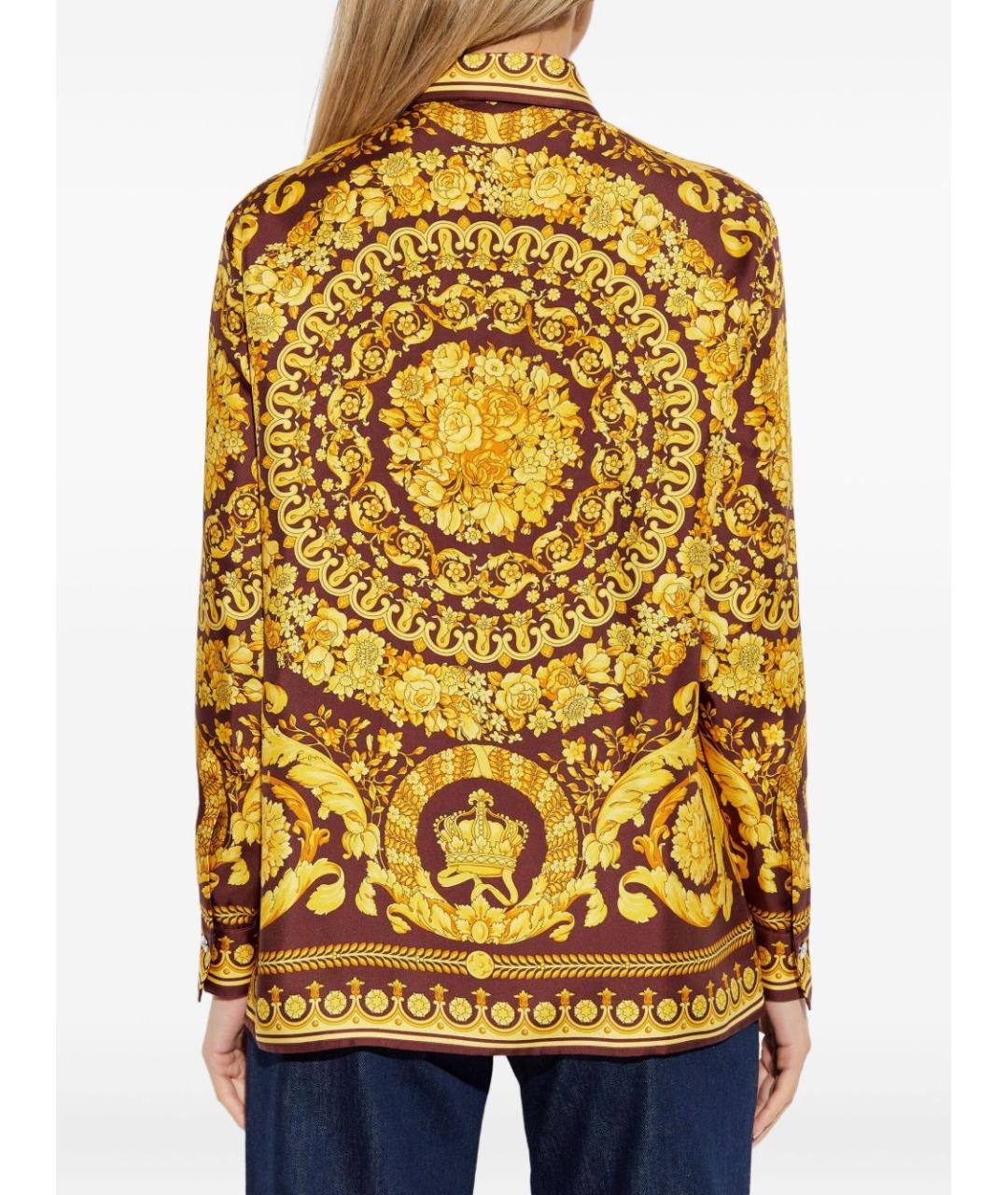 VERSACE Коричневая шелковая рубашка, фото 4