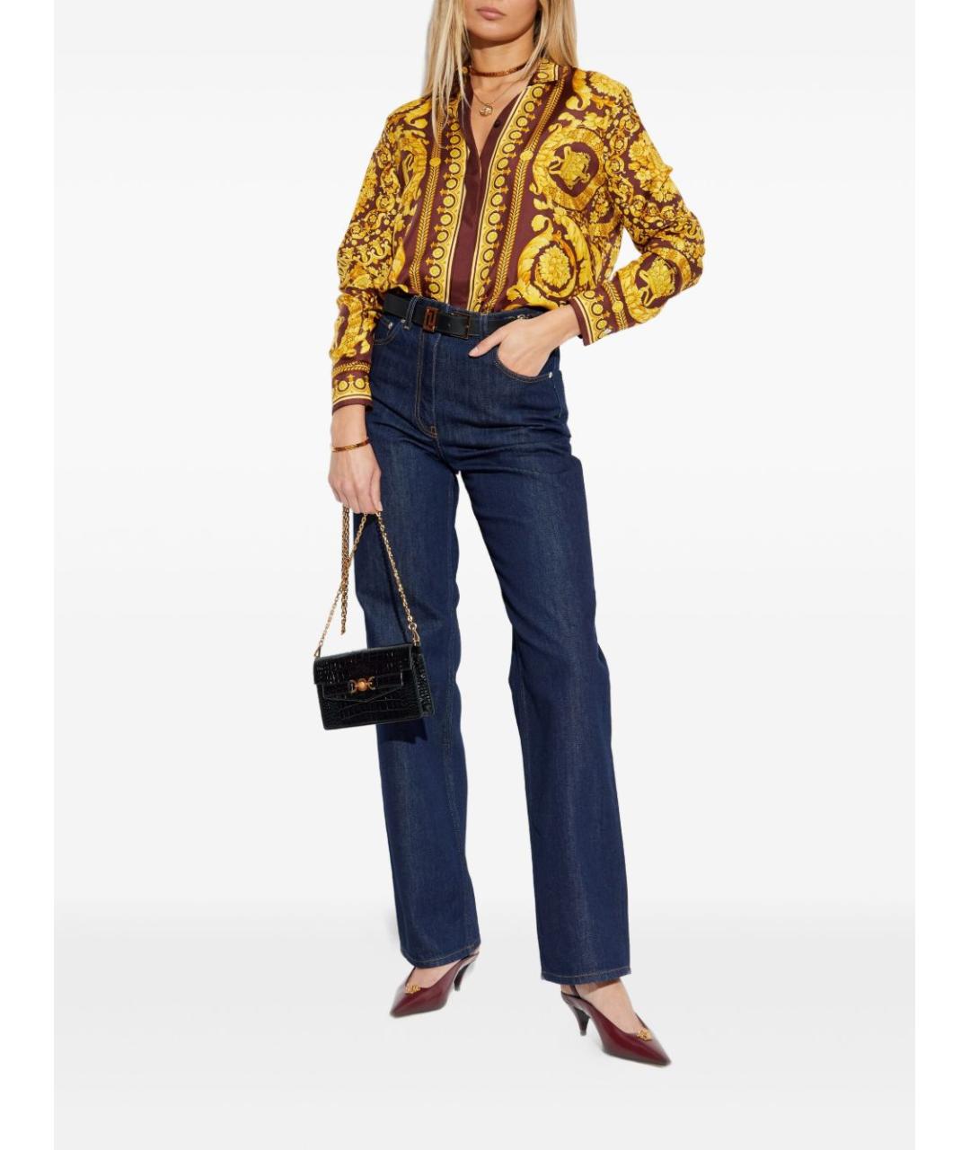 VERSACE Коричневая шелковая рубашка, фото 5