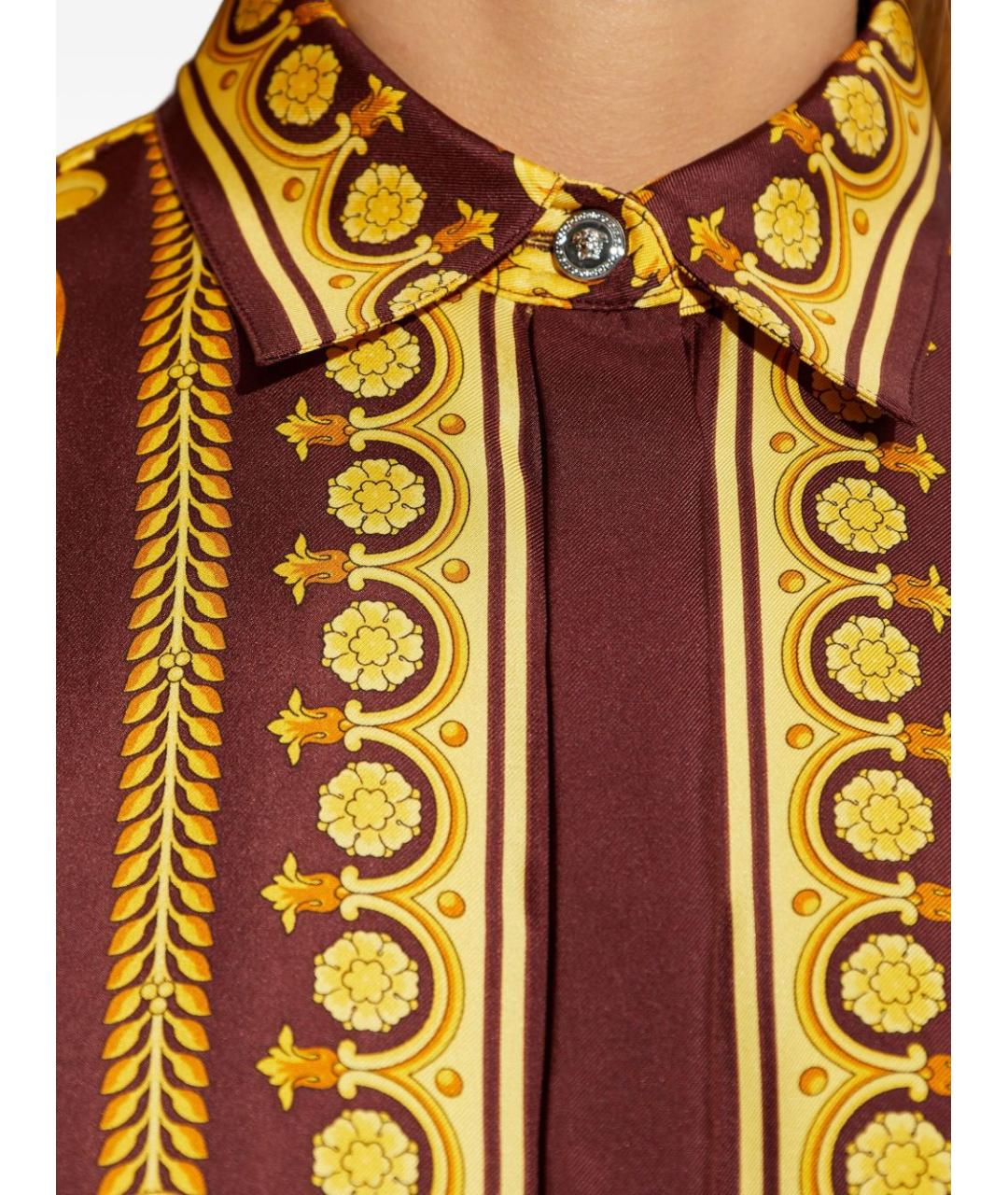 VERSACE Коричневая шелковая рубашка, фото 3