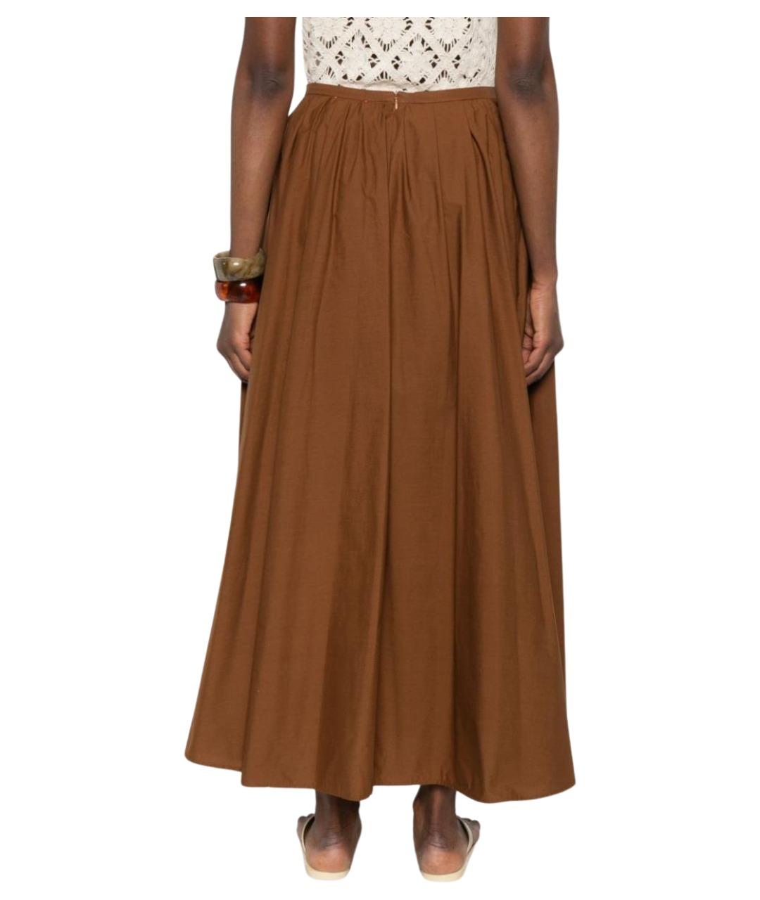 FORTE FORTE Коричневая хлопковая юбка миди, фото 3
