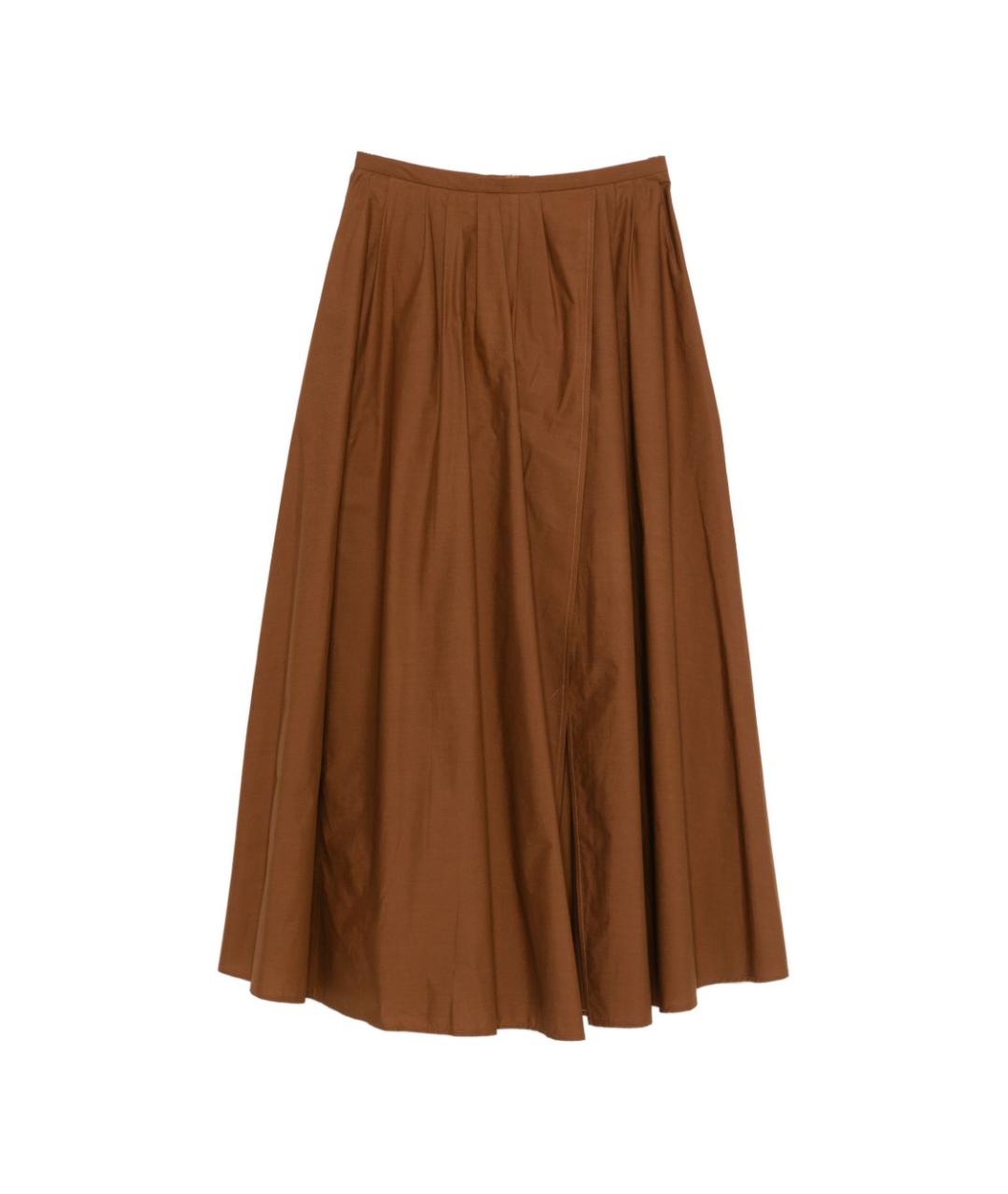 FORTE FORTE Коричневая хлопковая юбка миди, фото 1