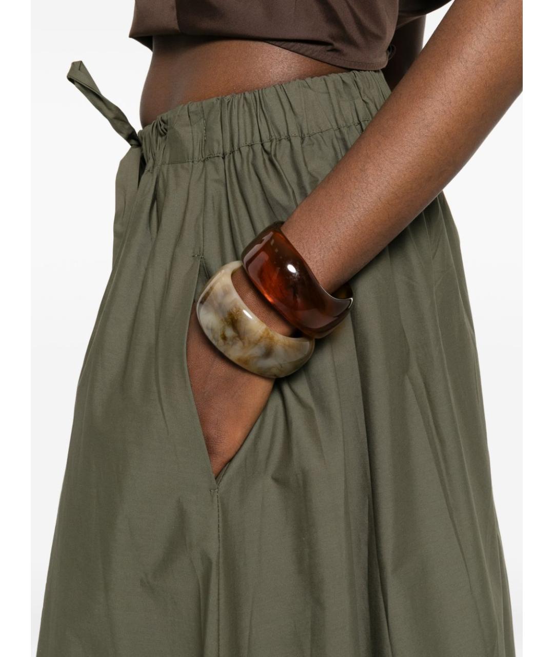PEUTEREY Хаки хлопковая юбка макси, фото 3