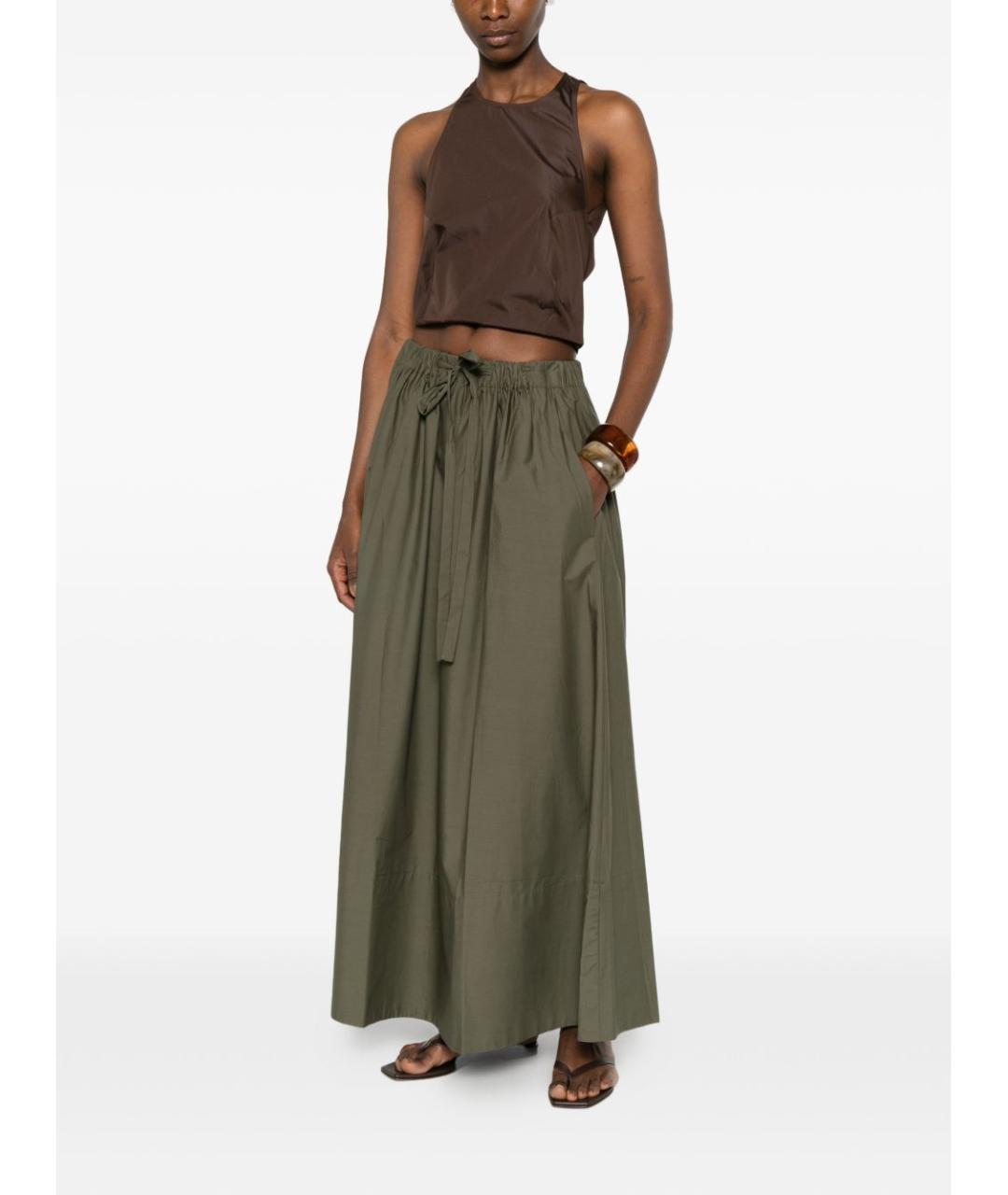 PEUTEREY Хаки хлопковая юбка макси, фото 4