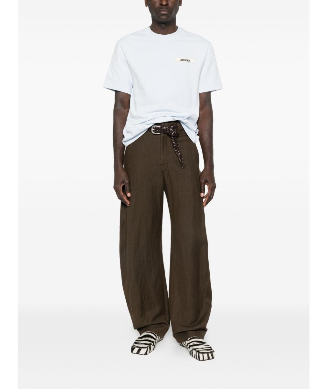 JACQUEMUS Голубая хлопковая футболка, фото 4