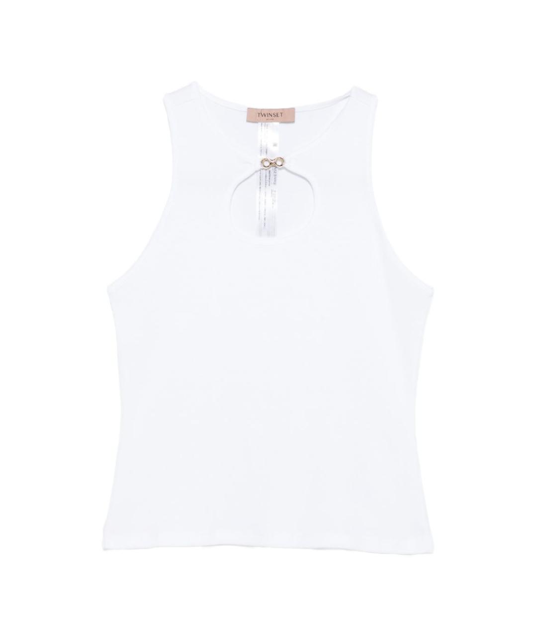 TWIN-SET Белая хлопковая майка, фото 6