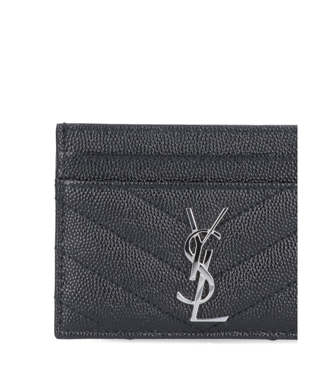 SAINT LAURENT Черный кожаный кардхолдер, фото 3