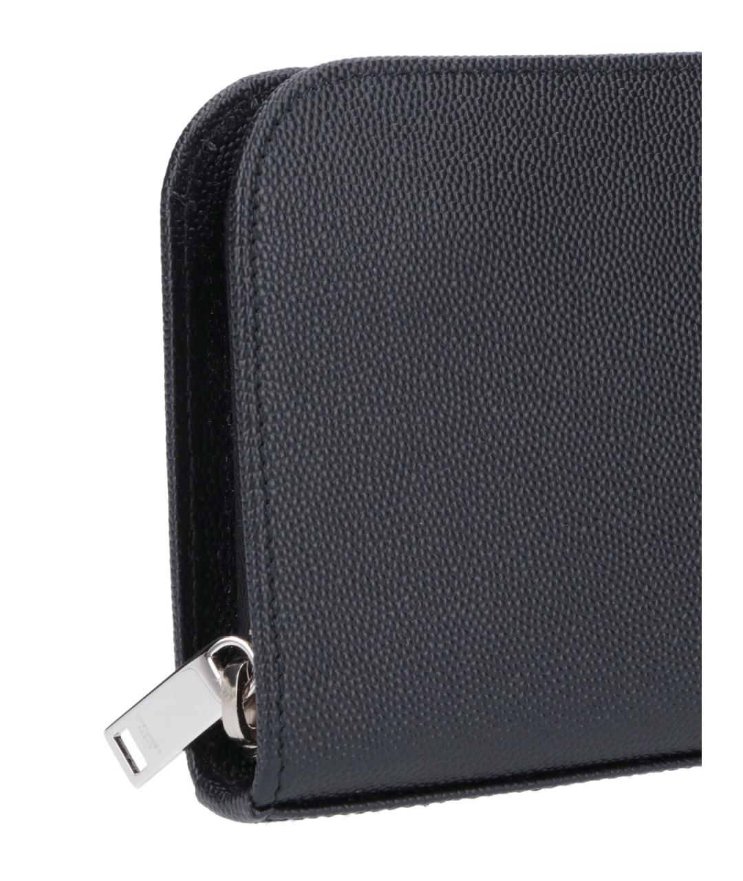 SAINT LAURENT Черный кожаный кошелек, фото 4