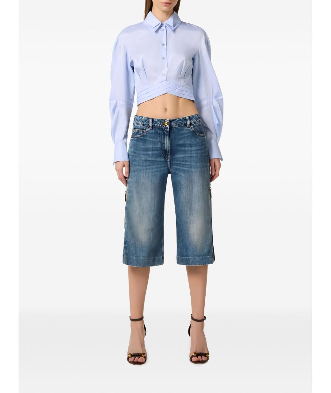 ELISABETTA FRANCHI Голубая хлопковая рубашка, фото 4