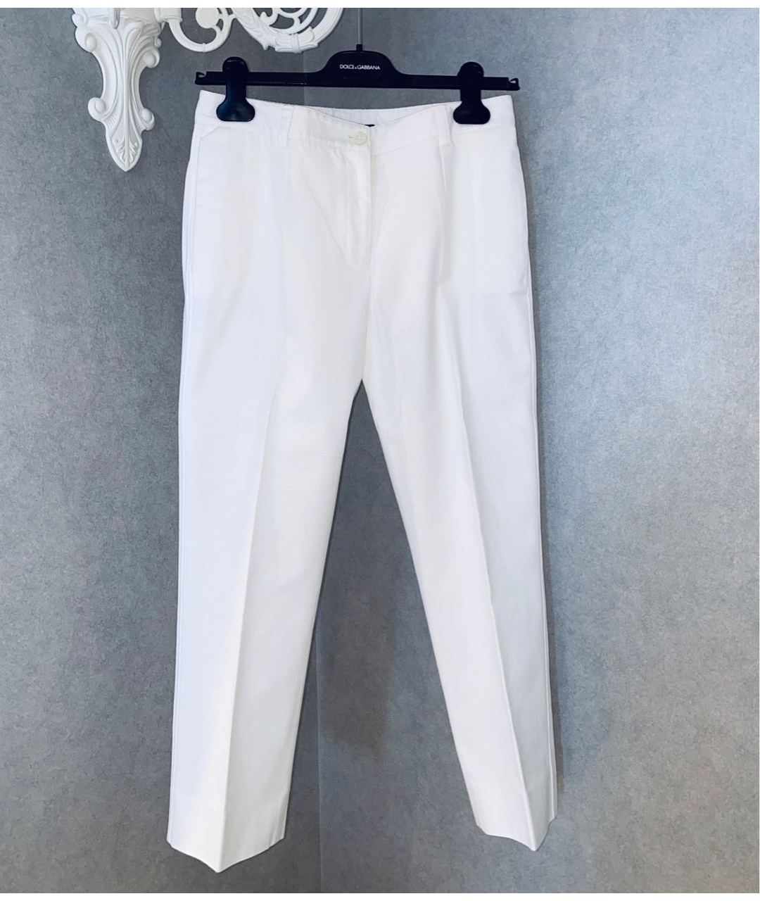 DOLCE&GABBANA Белые хлопковые прямые брюки, фото 5