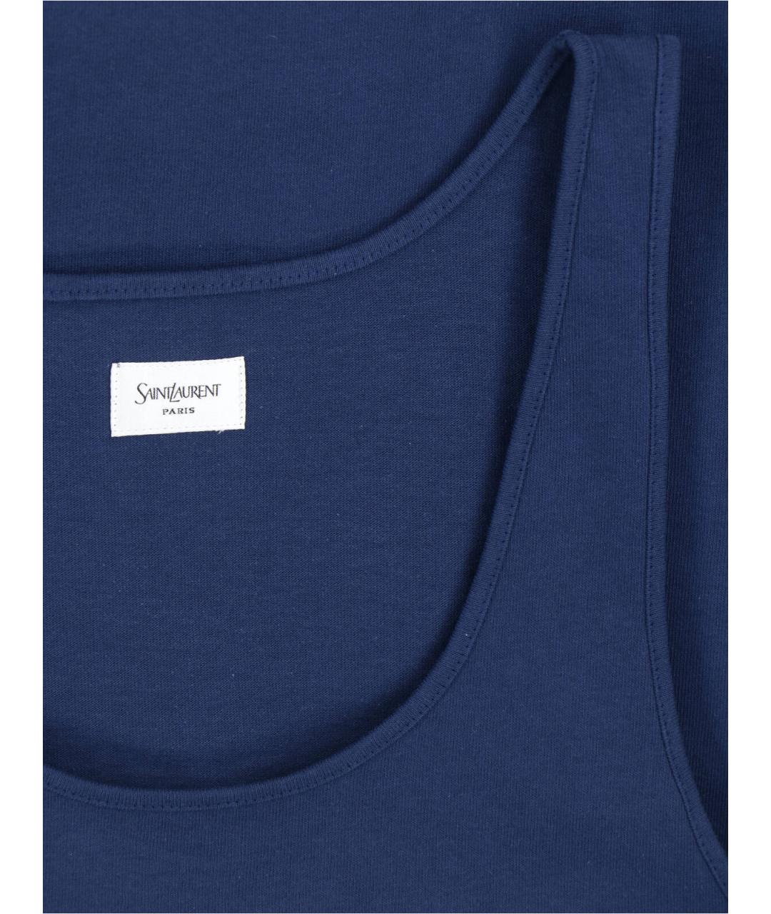 SAINT LAURENT Синяя хлопковая майка, фото 3