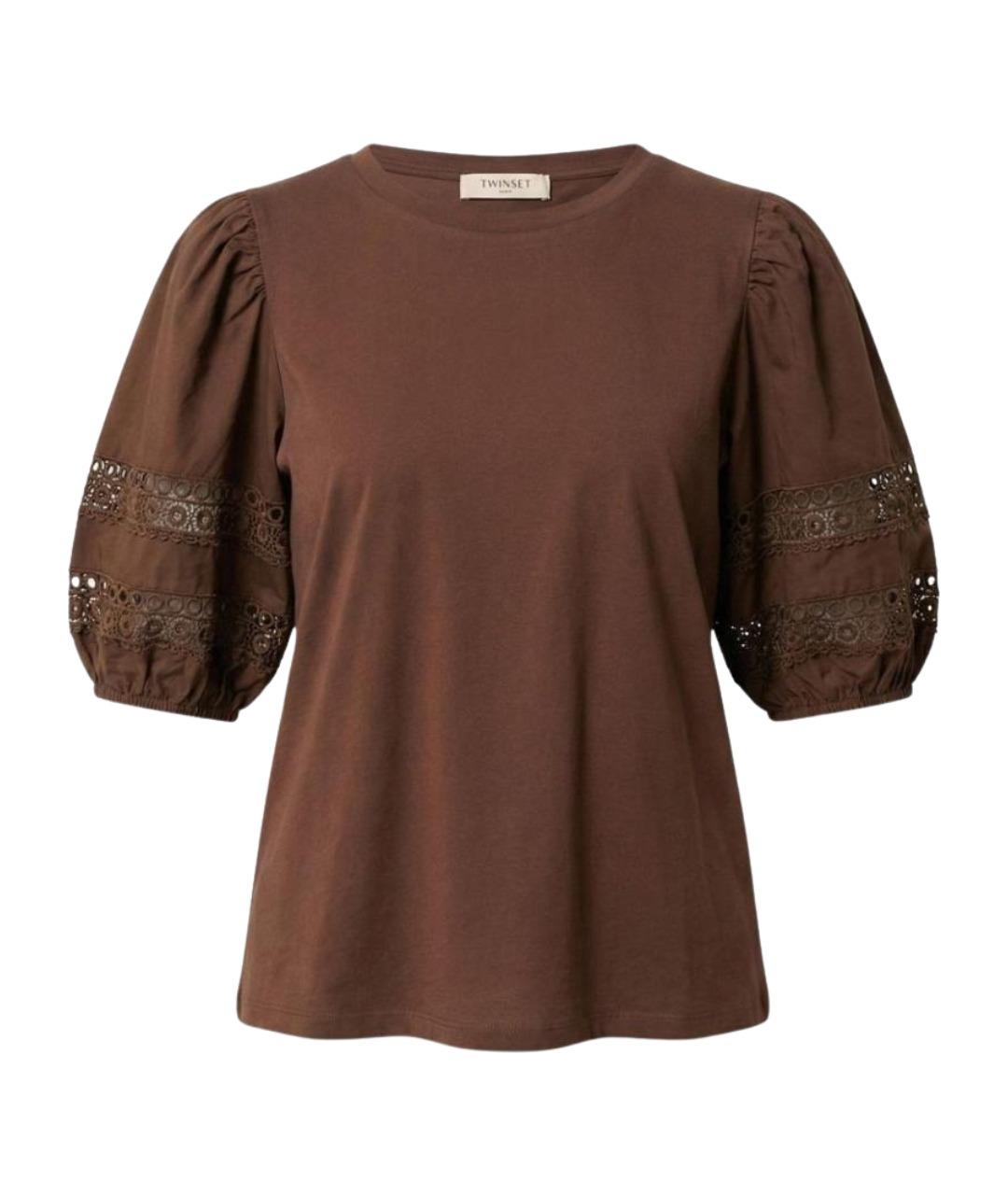 TWIN-SET Коричневая хлопковая блузы, фото 1