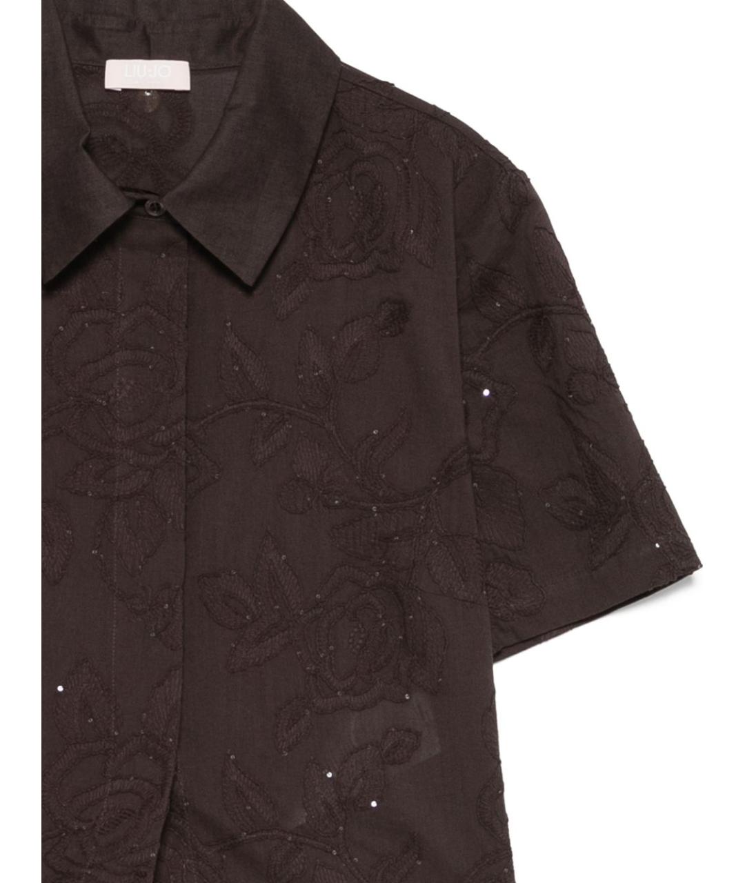 LIU JO Коричневая хлопковая рубашка, фото 2