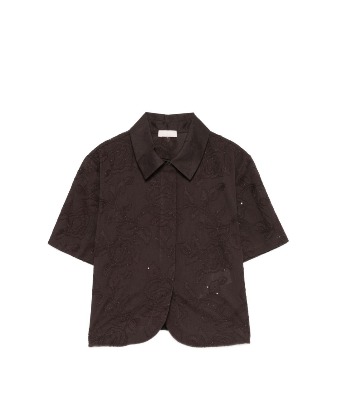 LIU JO Коричневая хлопковая рубашка, фото 1