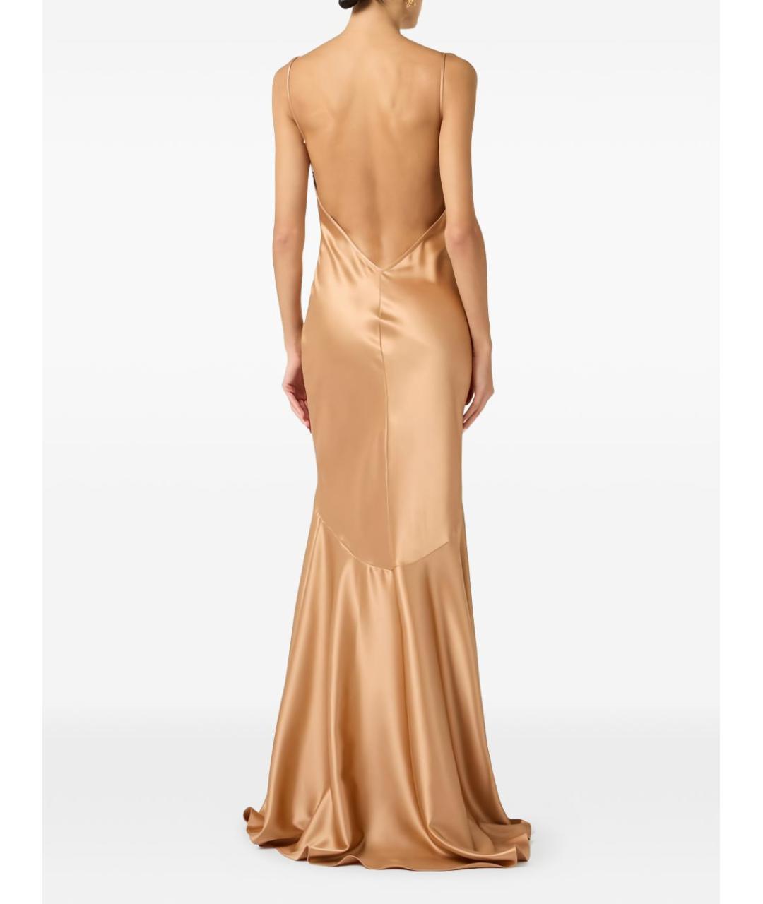 ELISABETTA FRANCHI Коричневое полиэстеровое вечернее платье, фото 2