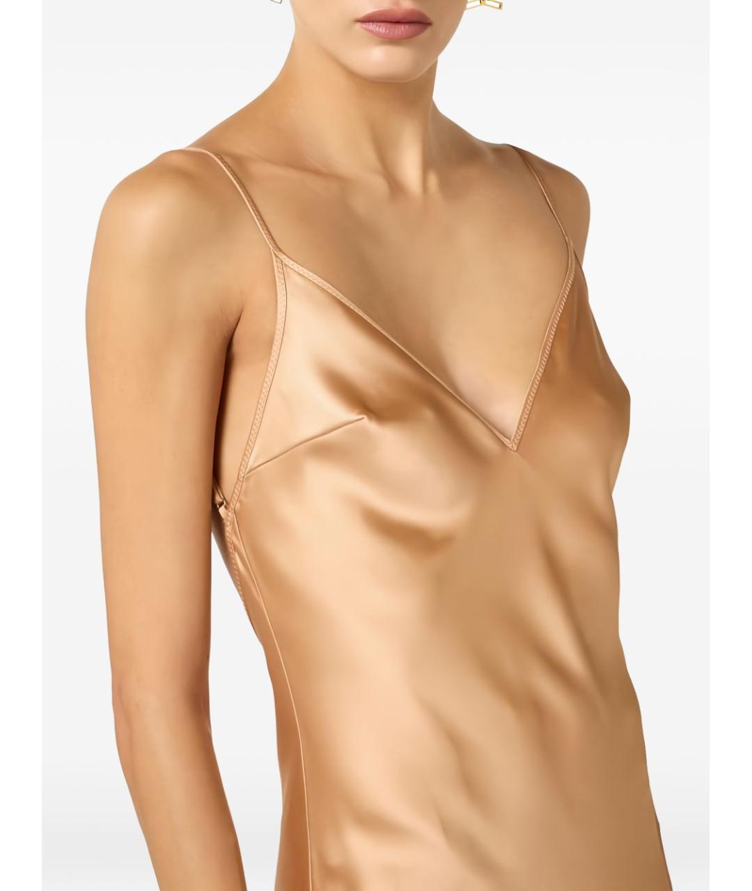 ELISABETTA FRANCHI Коричневое полиэстеровое вечернее платье, фото 4