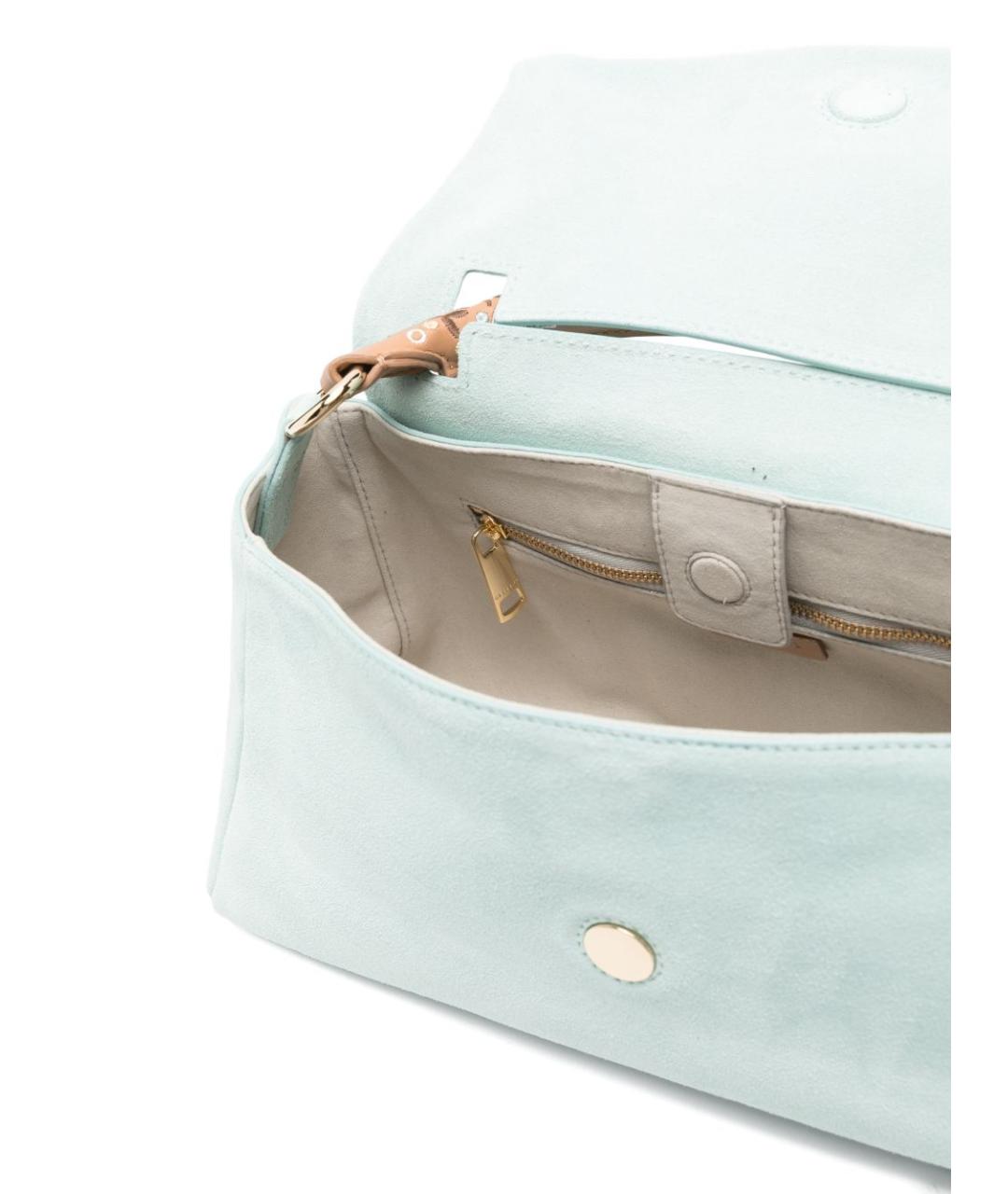 ORCIANI Голубая замшевая сумка с короткими ручками, фото 4