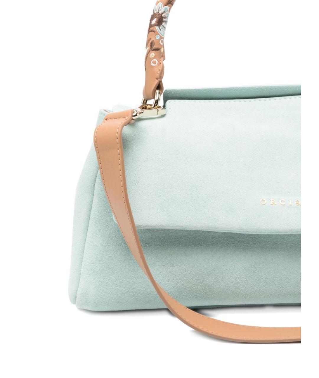 ORCIANI Голубая замшевая сумка с короткими ручками, фото 2