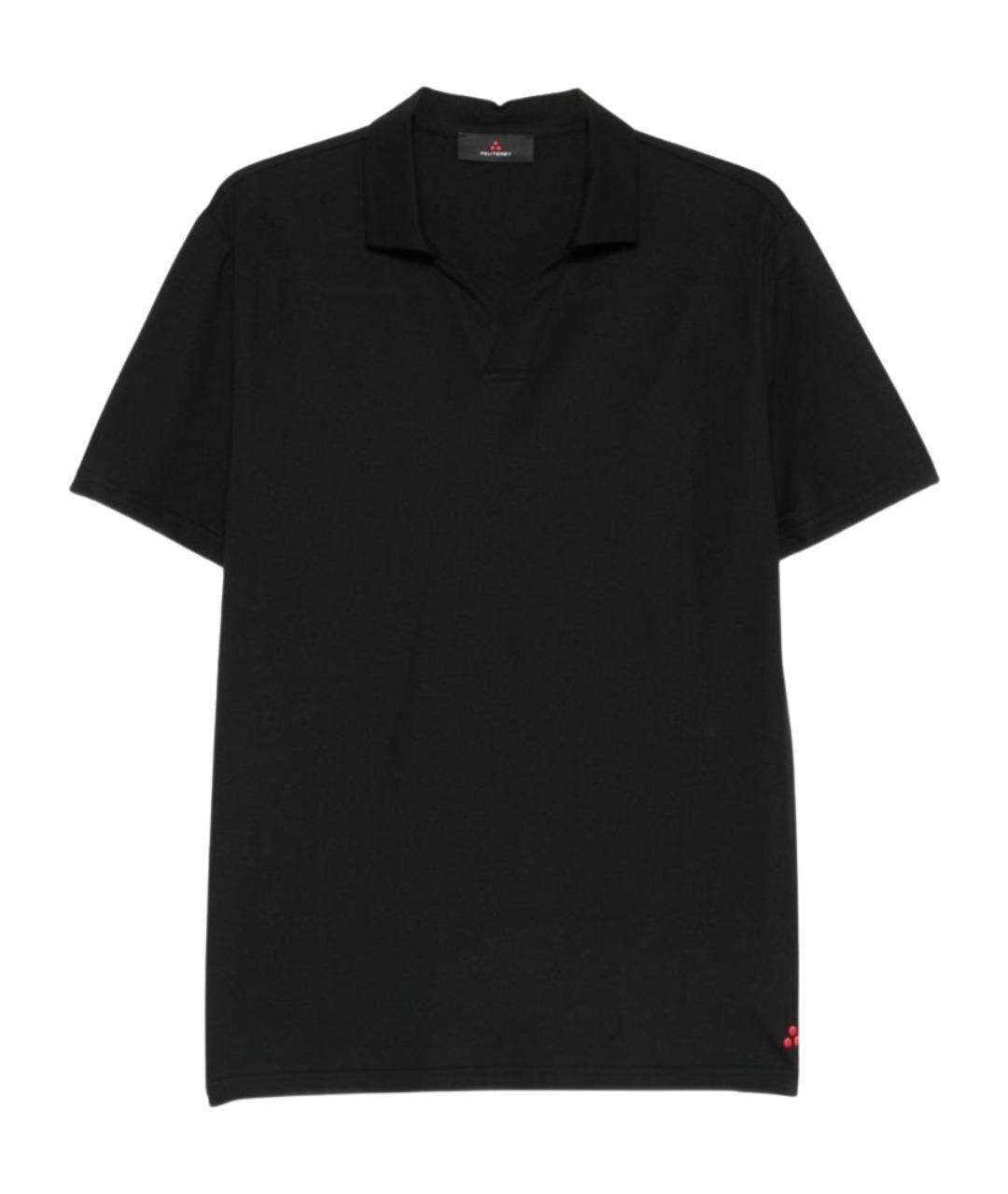 PEUTEREY Черное хлопко-полиэстеровое поло с коротким рукавом, фото 1