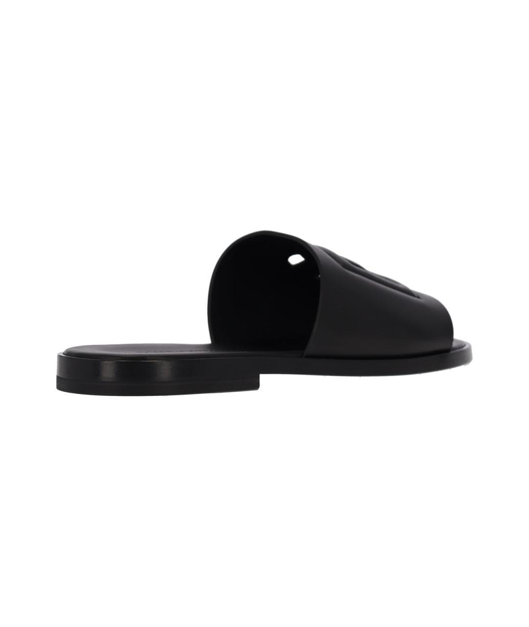DOLCE&GABBANA Черные кожаные шлепанцы, фото 4