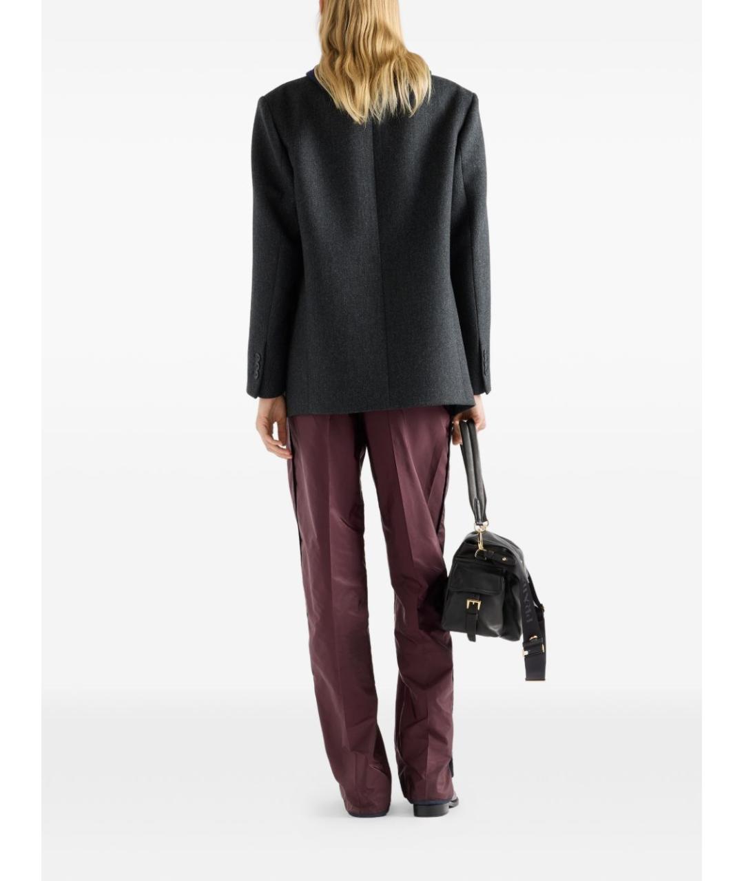 PRADA Бордовые полиамидовые прямые брюки, фото 5