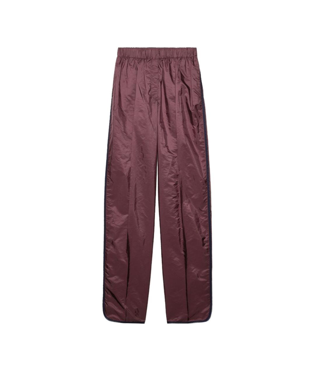 PRADA Бордовые полиамидовые прямые брюки, фото 6