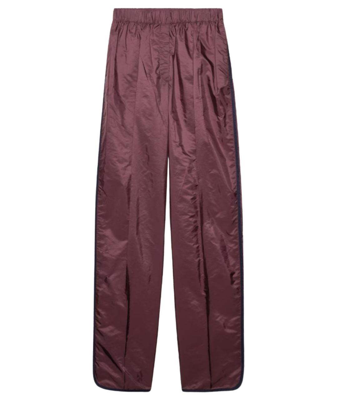 PRADA Бордовые полиамидовые прямые брюки, фото 1