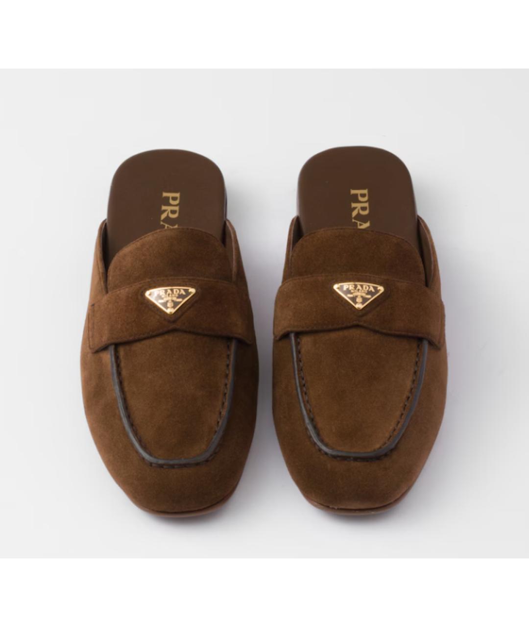 PRADA Коричневые замшевые мюли, фото 2