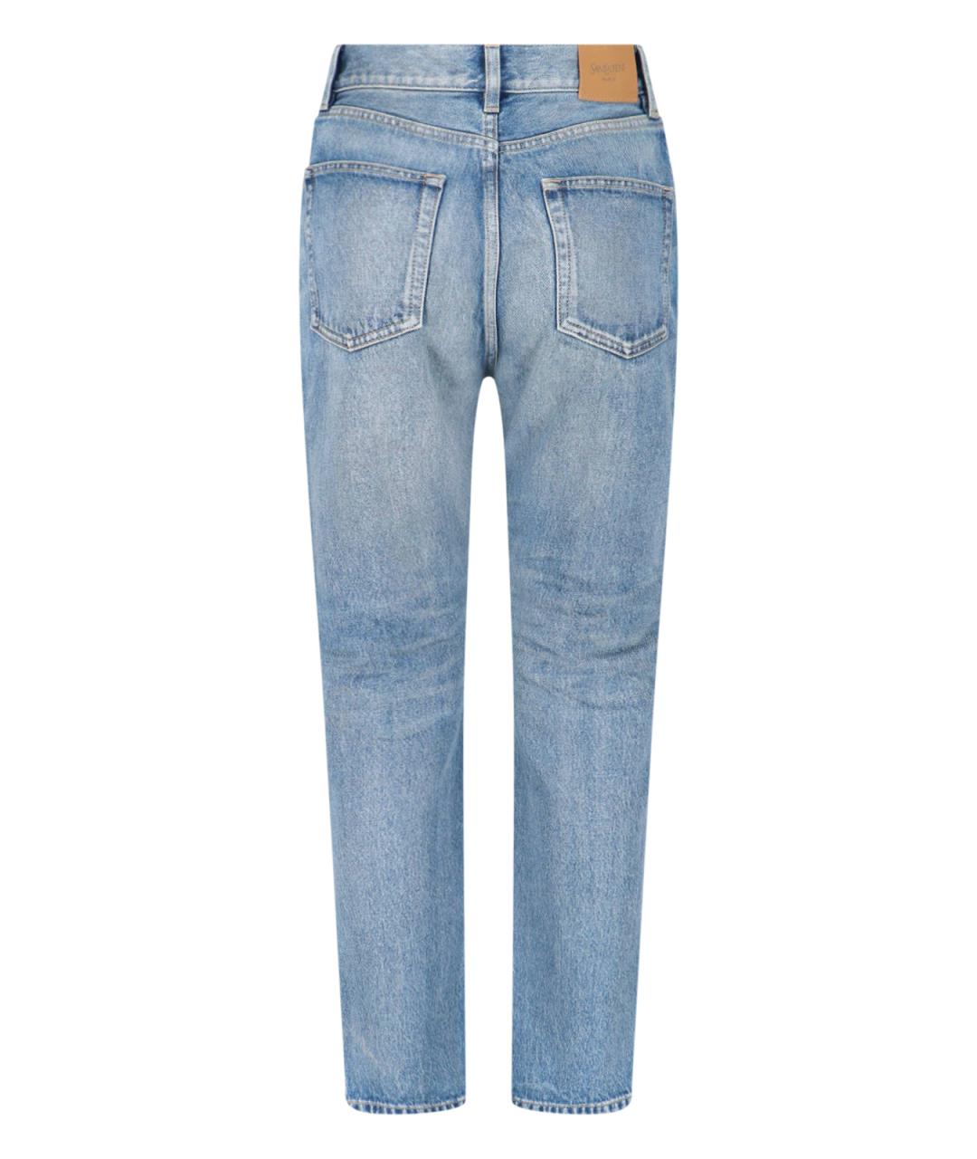 SAINT LAURENT Голубые хлопковые прямые джинсы, фото 2