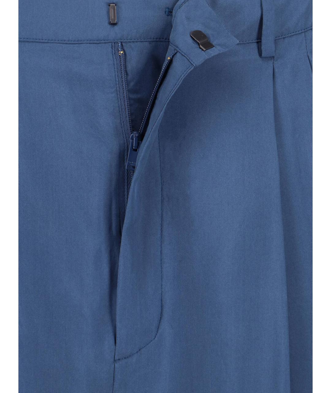 SAINT LAURENT Синие шелковые повседневные брюки, фото 4