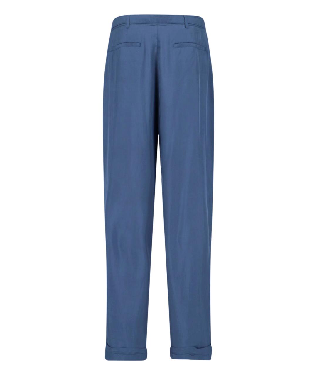 SAINT LAURENT Синие шелковые повседневные брюки, фото 2