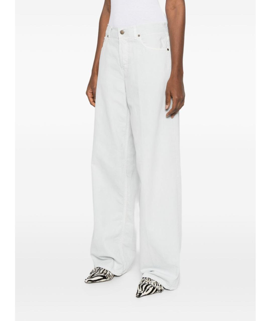 HAIKURE Белые хлопковые прямые джинсы, фото 3