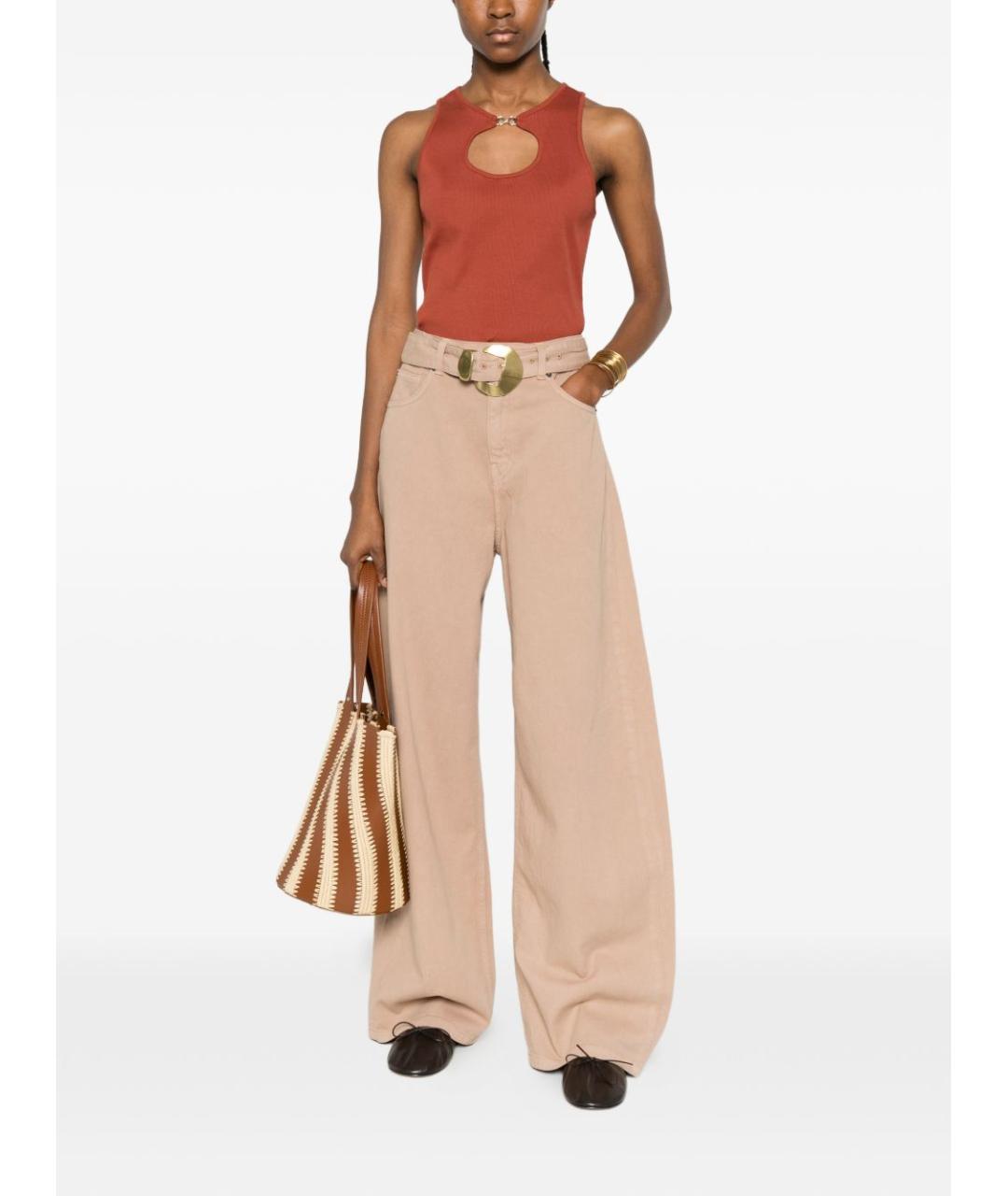 TWIN-SET Коричневая хлопковая майка, фото 4