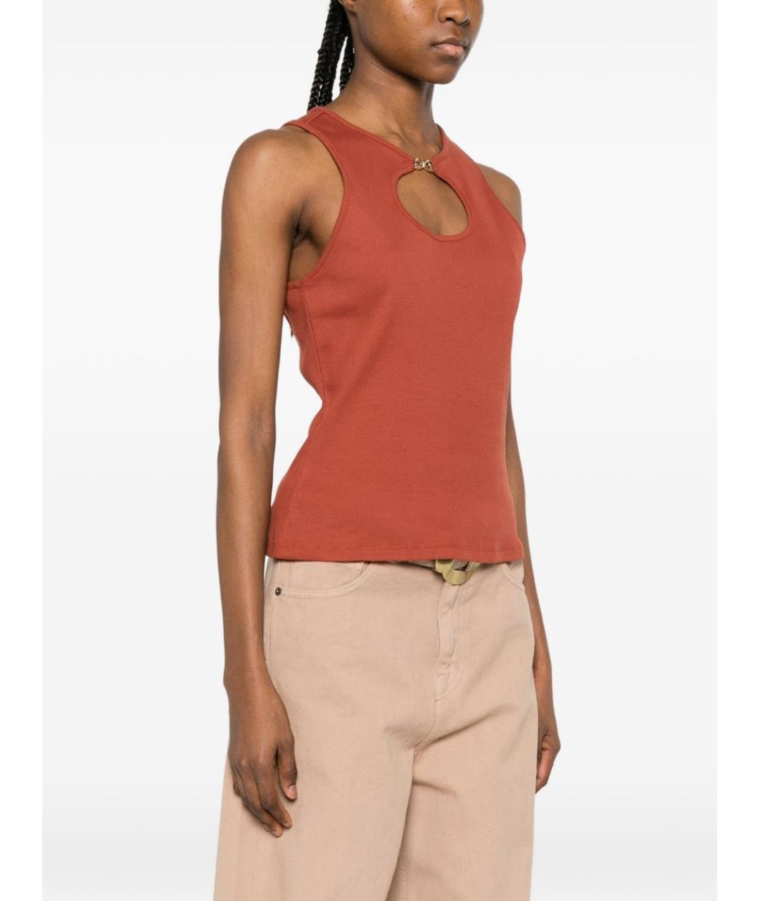 TWIN-SET Коричневая хлопковая майка, фото 2